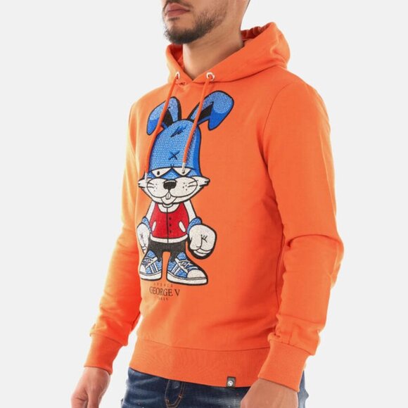 Avenue George V Hoodie Orange Sweatshirt Rhinestone Bunny GV-2329 XL NWT - Picture 2 of 5